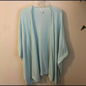 Pure Jill Sweater Open Drape Cardigan Ice Blue